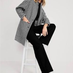 Houndstooth Long-Line Cardigan Coat
